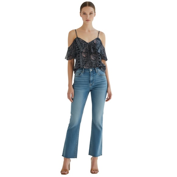 PAIGE Tops - Paige Denim Boho Cold Shoulder Silk Top Blouse